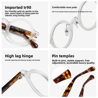 Lunettes Rétro Rondes en PC pour la Lecture Quotidienne, Branches Effet Écaille de Tortue, Monture Circulaire Vintage, Verres Anti-Lumière Bleue Tendance, Verre Transparent