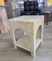 Table de chevet en marbre de style nordique avec base cintrée, petite table basse en pierre pour la maison, l'hôtel, l'appartement, meubles d'intérieur