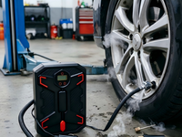 Compresseur d'air numérique portable 12V ABS avec manomètre numérique, gonfleur automatique, lumière d'urgence et adaptateurs de valve