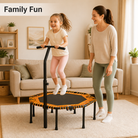 Trampoline rebondissant de haute qualité avec barre de guidon réglable, pliable, pour adultes, mini trampoline d'exercice intérieur