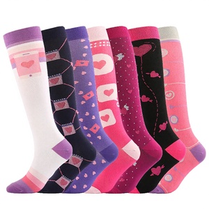 Solid Compression <b>Socks</b> Nylon <b>Knee</b> <b>High</b> Breathable Sports Leg Warriors Customizable Cuff Logo 15-20mmHg Autumn - Product Image 3