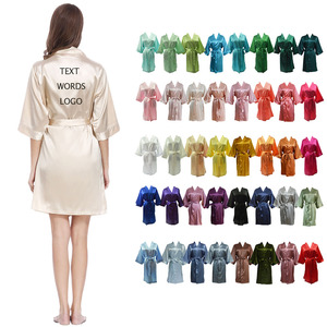 Robes de mariée en soie satinée, kimono uni, teinture unie, sexy, lisses, douces, grande taille, robes de soirée de mariage, robes de matin imprimées, robes brodées - Product Image 1