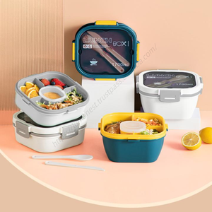 Boîte à lunch micro-ondable SYH679 en gros avec compartiments et fonctions de chauffage, comprenant cuillère et couteau - Product Image 1