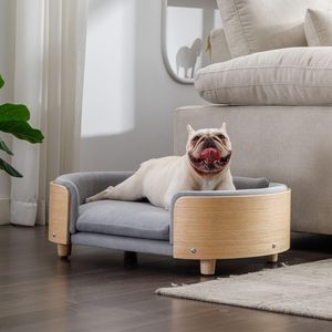 Venta al por mayor cama extraíble para mascotas sofá transpirable antiarañazos para perros con diseño moderno <span class=keywords><strong>de</strong></span> madera - Product Image 6
