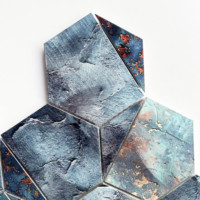 Mosaïque hexagonale 3D en métal bleu au design moderne pour décoration murale extérieure, villa, hôtel, cuisine, salle de bain, crédence, épaisseur 8 mm