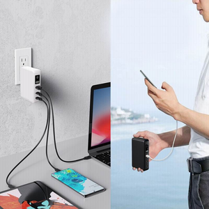 Batterie externe grande capacité à charge rapide avec prise secteur PD65W 10000mAh, chargement magnétique sans fil, technologie GaN, étanche - Product Image 2