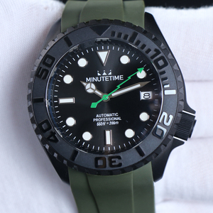 Montre MINUTETIME personnalisée SKX007 SKX009 NH35, luxe, aiguilles lumineuses, mouvement automatique, étanche, pour homme, noire - Product Image 4