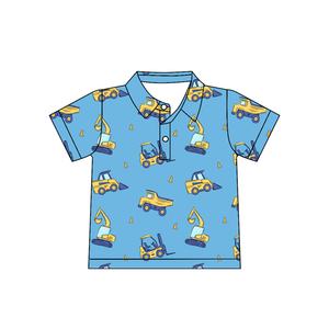 T-shirt personnalisé BT1792 à imprimé excavatrice marron pour bébé garçon, manches courtes, vêtements d'été pour enfant - Product Image 3