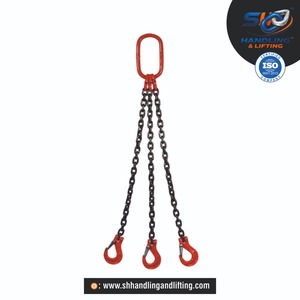 Eslinga de Cadena de Dos Brazos de Acero Aleado Grado 80, Cadena de Elevación G80 de Alta Resistencia con Eslabón Maestro y Ganchos de Seguridad para Elevación con Grúa - Product Image 1
