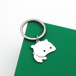 2pcs Stainless Steel <b>Cartoon</b> Cat Keychain Matching Pendant Key <b>Ring</b> Silver Couple Gift for Parties - Product Image 3