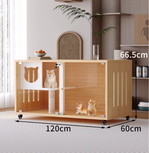 <span class=keywords><strong>Cage</strong></span> à chat panoramique pour la maison, armoire à chat mobile à plusieurs niveaux avec roulettes, <span class=keywords><strong>cage</strong></span> à chat transparente avec griffoir - Product Image 1
