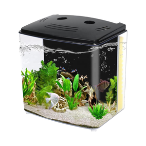 ชุดสตาร์ทถังปลาพลาสติก1.2แกลลอนปั๊มกรองน้ำ LED สำหรับตู้ปลาขนาดเล็ก Bettas 5W ทรงสี่เหลี่ยมผืนผ้า - Product Image 1