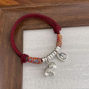 Handmade 999 Pure Silver Red <b>Rope</b> <b>Bracelet</b> Animal Zodiac Charm Unisex Gift Jewelry - Product Image 2