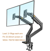 Support de moniteur LED en alliage d'aluminium NB G32 de 22 à 32 pouces, bras à ressort à gaz, support de moniteur à mouvement complet, charge de 3 à 15 kg chacun