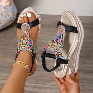 Phong cách dân tộc nêm gót dép cho phụ nữ, mùa hè mới cao gót dày đế giày xốp dốc và trượt tuyết khởi động trong 2025 - Product Image 4