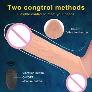 OEM männlich tragen Fernbedienung Dick Vergrößerung Vibrierende Penis abdeckung Weiche Dildos Silikon Kondom - Product Image 4