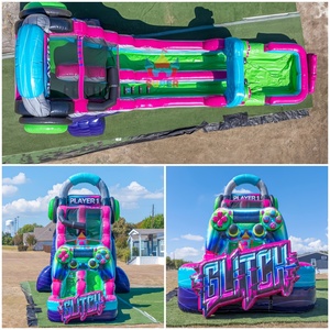 <span class=keywords><strong>Toboggan</strong></span> <span class=keywords><strong>aquatique</strong></span> gonflable de qualité commerciale pour jeux vidéo avec manette géante, piscine à jets simple/double voie, idéal pour la location en extérieur - Product Image 2