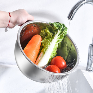 Recipiente para lavar arroz de acero inoxidable con diseño de textura convexa para un mejor agarre y drenaje, uso doméstico en la cocina - Product Image 2