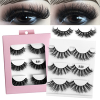 3 paires de faux cils synthétiques naturels quotidiens en boîte rose, style long, réalistes 6D 8D 8-20 mm, naturellement doux et délicats