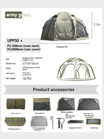 Tente dôme en tissu de coton mélangé imperméable UPF50+ et anti-UV PU3000, tente dôme gonflable en coton mélangé imperméable UPF50+ PU3000