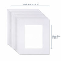 Passe-partout en carton sans acide 8 x 10 pouces, prédécoupé avec fenêtre, noyau blanc, pour encadrement de photos et d'œuvres d'art, fabrication sur mesure