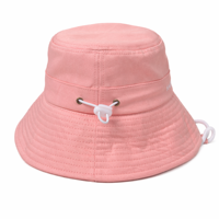 Chapeau Bob Sportif Personnalisé Style Punk avec Logo, en Coton Sergé Rose, Doublure en Satin, Sangle Mentonnière Réglable, Protection Solaire Totale