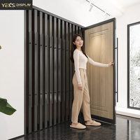 Présentoir à Porte Coulissante en Bois avec Étagère Métallique Amovible, Anti-Humidité et Anti-Corrosion pour l'Affichage d'Échantillons en Showroom