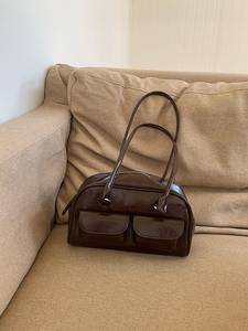 Suede <b>patchwork</b> bucket <b>bag</b>, ladies' large capacity shoulder <b>bag</b>, leather shoulder strap fashion women's <b>bag</b> - Product Image 4