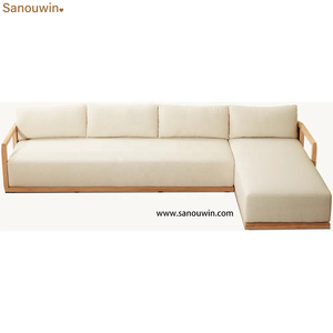 Sillón Seccional Moderno y Duradero de Teca para Exteriores con Brazo Derecho, Estructura Artesanal, Detalle Ranurado y Base de Malla con Drenaje de Agua - Product Image 4