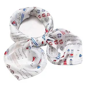Оптовые продажи amazon женские шелковые шарфы-Лидер продаж на Amazon, Женская атласная бандана в морском стиле, квадратный шарф из полиэстера, шелковый шарф для женщин