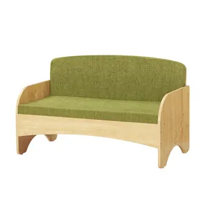 Зеленый льняной диван для детей, диван для детского сада, детский диван, стул, деревянная скамейка, диван