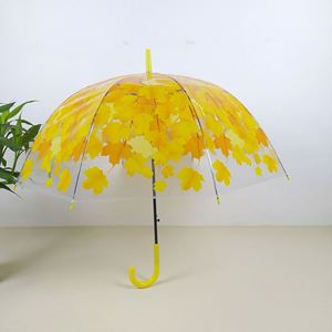 Parapluie transparent en EVA avec logo personnalisé, manche long, ouverture semi-automatique, imprimé feuille d'érable, 23 pouces, imperméable, équipement de pluie, vente en gros - Product Image 3