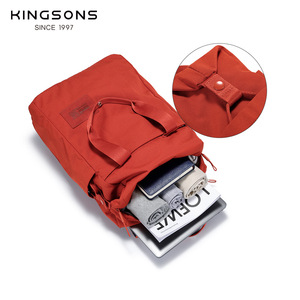 Kingsons Women's <b>Backpack</b> Red Water Repellent Business Travel Commuter <b>Backpack</b> Solid Color Zipper Closure Interior Pocket - Product Image 2