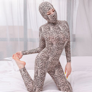 Disfraces sexys de <span class=keywords><strong>cuerpo</strong></span> <span class=keywords><strong>completo</strong></span> para niñas, traje estampado de piel de serpiente con cremallera en la entrepierna, catsuit de manga larga, 7043 - Product Image 6