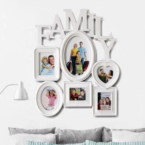 Cadre <span class=keywords><strong>photo</strong></span> collage familial noir et blanc tenture murale avec 6 ouvertures de style puzzle 4x6 ensemble de cadres <span class=keywords><strong>photo</strong></span> en acrylique - Product Image 2
