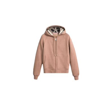 High Quality Soft Knitted Breathable Zip-up Front Embossed Customizable Printed <b>Stand</b> Collar Long Hoodie Women Casual Winter - Product Image 2