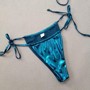 Blue Shiny <strong>Bikini</strong> Factory Custom Wholesale Swimwear <strong>Green</strong> Shiny Smallest Thong <strong>Bikini</strong> <strong>Sets</strong> for Women - Product Image 6