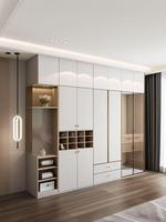 Sistema de Guarda-Roupa Minimalista Personalizado com Estrutura de Alumínio, Porta de Vidro e Prateleira Aberta para Casa Moderna