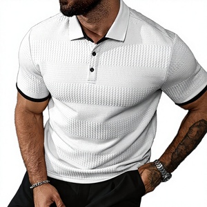 Camisa de Alta Calidad, Transpirable, Tejida, 100% Algodón, Color Sólido, Estilo Paul, Casual, Juvenil, para Hombre, Corte Ajustado, Cuello Solapa, Manga Corta - Product Image 3
