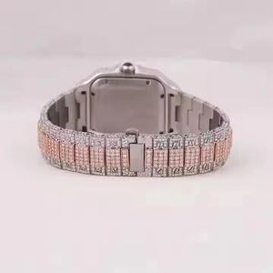 Men's Iced Moissanite Diamond Stainless Steel Quartz <b>Watch</b> <b>Case</b> Two-Tone White Gold Silver Eco-Friendly Luxury ETA Movement - Product Image 2