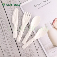 Modern design, wegwerpbaar, milieuvriendelijk, 100% biologisch afbreekbaar bestek van suikerrietbagasse (mes, vork, lepel), voedselveilig voor kamperen