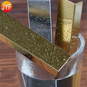 Zzz5402 Vàng Màu 8K Gương 201 Thép Không Gỉ Góc Gạch Trim Đối với Trang Trí Nội Thất Tường Nửa Vòng Gạch Trim - Product Image 4