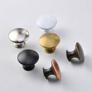 Minimalist Round Cabinet <b>Knob</b> Iron Matte <b>Black</b> Single Hole Drawer Handle Durable Plating Finish - Product Image 2