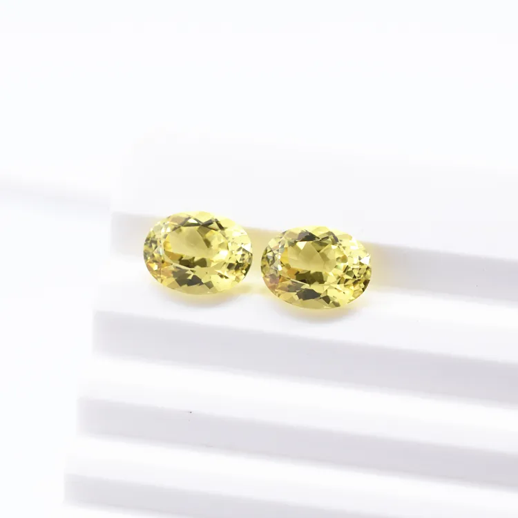 Top Quality Jewelry Customized Gemstones Oval Cut Pear Cut Emerald Cut Lab Grown Fancy Vidvid Yellow Sapphire