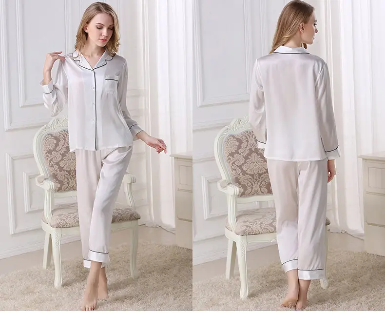 Camisón de seda de lujo para mujer, de seda pura OEKO-Tex100, conjunto de pijama de seda