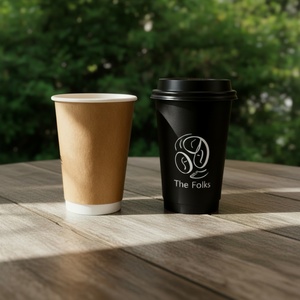 Gobelets à café jetables à double paroi en papier PLA avec logo personnalisé Sunshine, imperméables, 4oz/8oz/10oz/12oz/14oz/16oz, pour boissons chaudes à emporter - Product Image 2