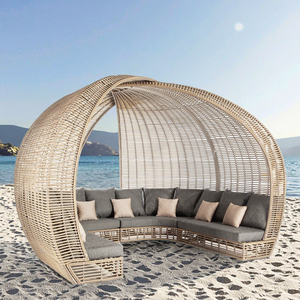 Tissage à la main rotin mobilier d'extérieur lit de jour étanche en aluminium chaise longue Patio plage canapé-lit Villa salon piscine <span class=keywords><strong>côté</strong></span> - Product Image 2