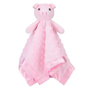 A015软安全毯婴儿依偎玩具新生儿唾液擦拭男童女童礼品16英寸毛绒动物猪毛绒玩具