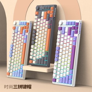 K81 Wired Mechanical <b>Keyboard</b> Tri-color Illuminated Gaming Desktop Laptop <b>Keyboard</b> With Soft Light Violet Lake Blue Accents - Product Image 1