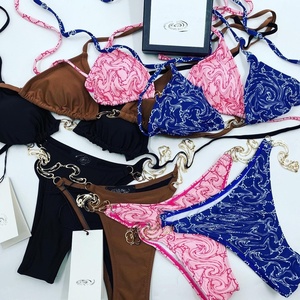 Classic Model Factory Direct Sale Foreign Trade Cross-Border Sexy <strong>Triangle</strong> <strong>Bikini</strong> High-End Chain Chiffon 2-Piece <strong>Set</strong> Available - Product Image 1